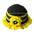 Art und Weise Hand Knit Häkelarbeit wulstige Biene Beanie Hut mit Blume